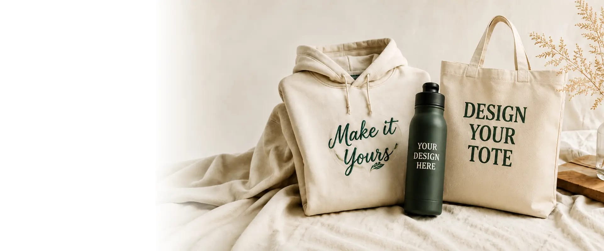 Selected everyday products arranged in a bright home setting